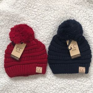 Kids C.C Solid Pom Beanies NWT